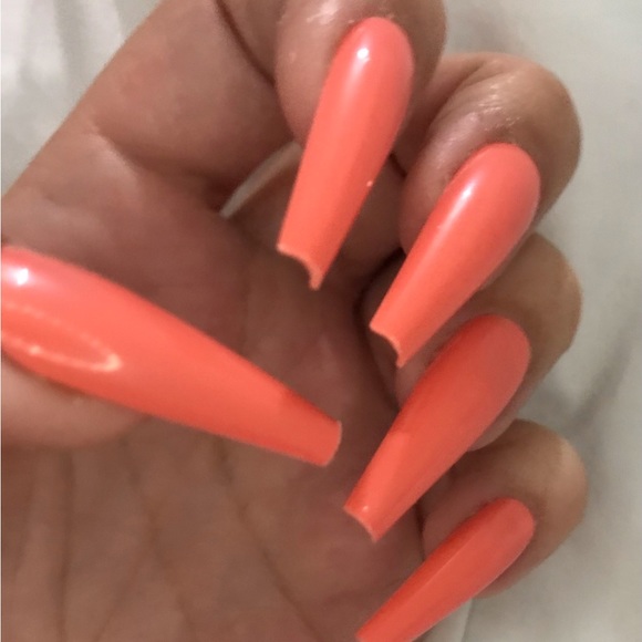 Orange n peach luxury acrylic press on nails available in and length n shape - Picture 5 of 6